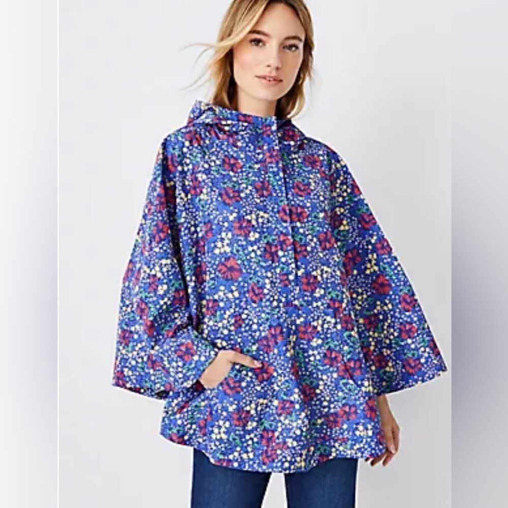 NWT Ann Taylor Floral Poncho